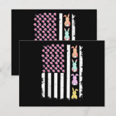 US American Flag with Bunny for Easter Day 招待状 (正面/裏面)