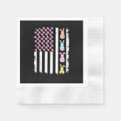 US American Flag with Bunny for Easter Day 縁ありカクテルナプキン (正面)