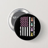 US American Flag with Bunny for Easter Day 缶バッジ (正面&裏面)