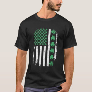 Us American Flag With Shamrocks For St Patricks Da Tシャツ