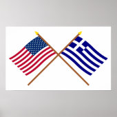 US and Greece Crossed Flags ポスター (正面)