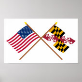US and Maryland Crossed Flags ポスター (正面)