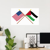 US and Palestinian Movement Crossed Flags ポスター (ホームオフィス)