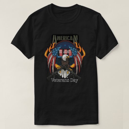 US Army eagle shirt, and veterans' machine guns Tシャツ (デザイン正面)
