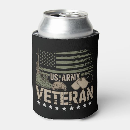 Us Army Veteran U.S. American Flag USA America 缶クーラー (缶正面)