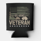 Us Army Veteran U.S. American Flag USA America 缶クーラー (正面)