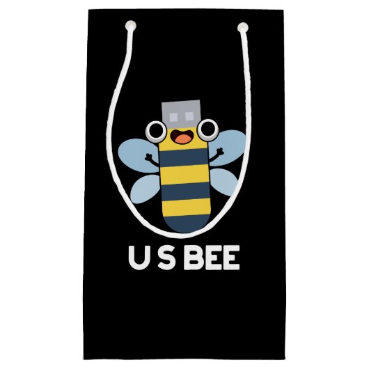 US Bee おもしろい USB Technical Pun Dark BG スモールペーパーバッグ (正面)
