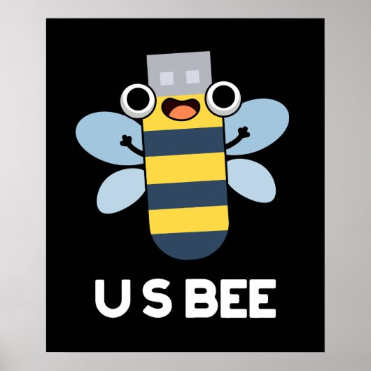 US Bee おもしろい USB Technical Pun Dark BG ポスター (正面)