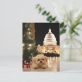 US Capitol Hill Christmas Postcard dog ポストカード (スタンド正面)