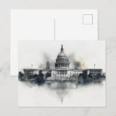 US Capitol Washington DC Postcard Black and White シーズンポストカード (正面/裏面)