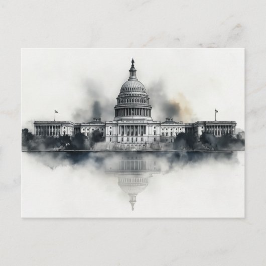 US Capitol Washington DC Postcard Black and White シーズンポストカード (正面)