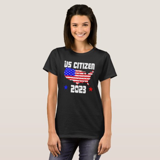 US CITIZEN 2023 Map American Flag American Citizen Tシャツ (正面フル)