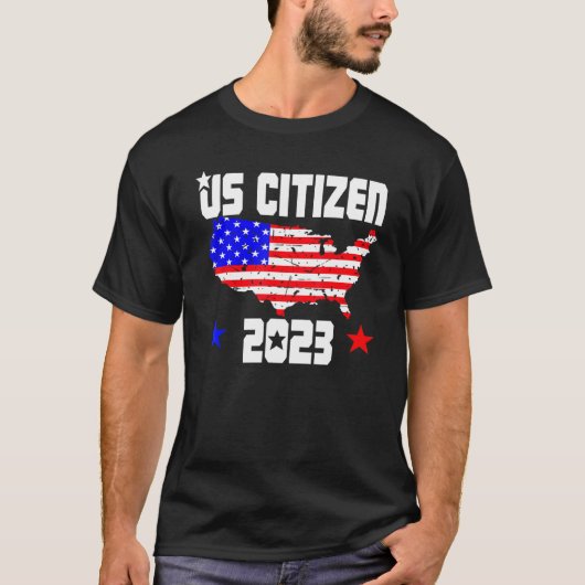 US CITIZEN 2023 Map American Flag American Citizen Tシャツ (正面)