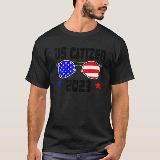 US CITIZEN 2023 USA Flag Proud American Citizenshi Tシャツ (正面)