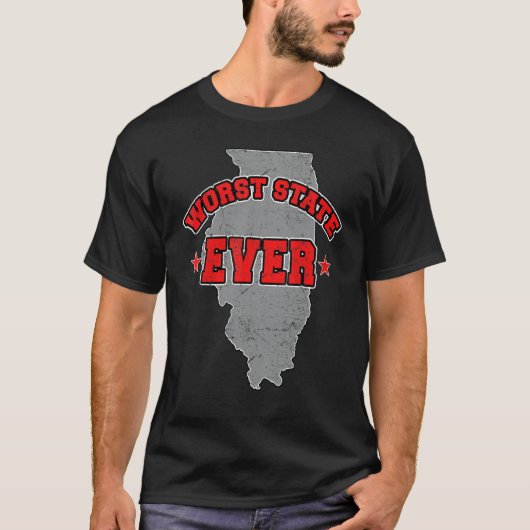 US Citizen Proud America Land Map Worst State Illi Tシャツ (正面)