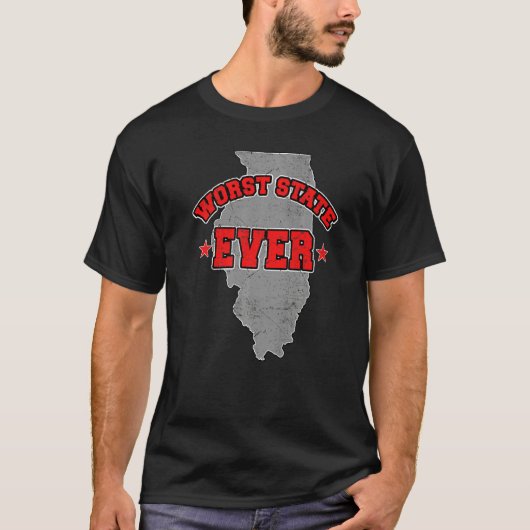 US Citizen Proud America Land Map Worst State Illi Tシャツ (正面)