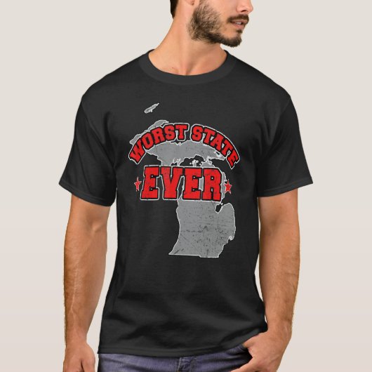 US Citizen Proud America Land Map Worst State Mich Tシャツ (正面)