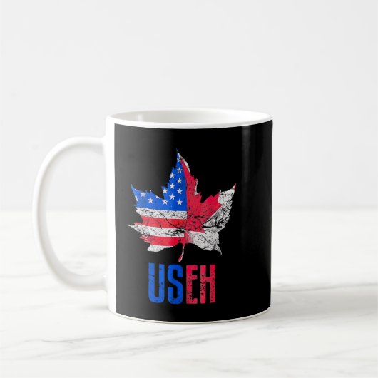 Us-Eh Leafカナダ米国国旗Canada Usa Patri コーヒーマグカップ (左)