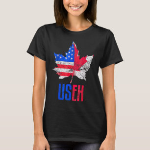 Us Eh Leaf Canadian American Flag Canada Usa Patr Tシャツ