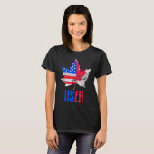 Us Eh Leaf Canadian American Flag Canada Usa Patr Tシャツ (正面フル)