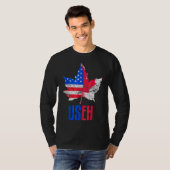 Us Eh Leaf Canadian American Flag Canada Usa Patr Tシャツ (正面フル)