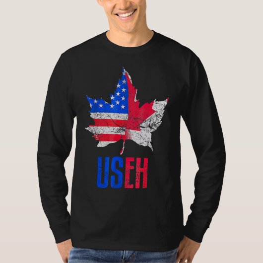 Us Eh Leaf Canadian American Flag Canada Usa Patr Tシャツ (正面)