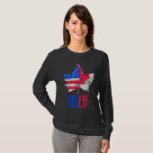 Us Eh Leaf Canadian American Flag Canada Usa Patr Tシャツ (正面フル)
