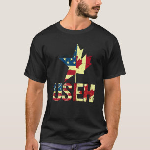 Us Eh Leaf Canadian American Flag Canada Usa Patr Tシャツ