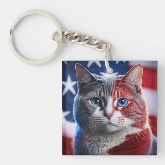 Us.Flagの背景 キーホルダー (正面)