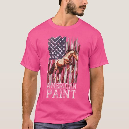 Us Flag American Paint Horse Lover Horseback Ridin Tシャツ (正面)