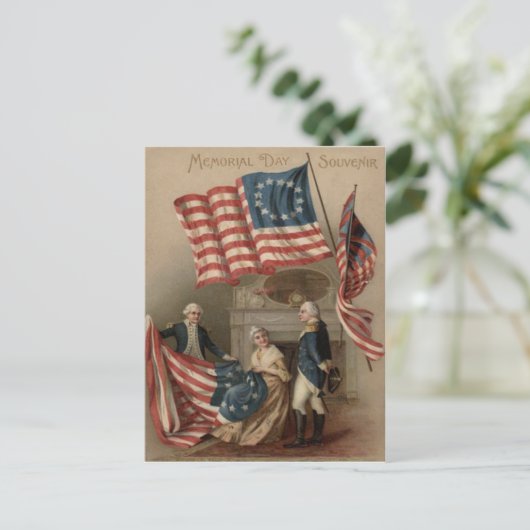 US Flag Betsy Ross George Washington ポストカード (スタンド正面)