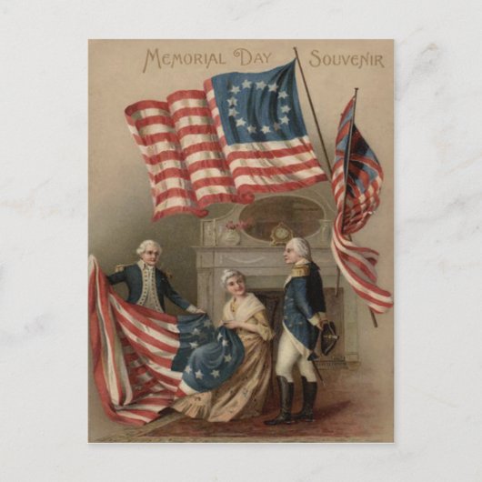 US Flag Betsy Ross George Washington ポストカード (正面)