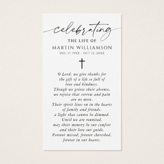 US Flag Cross Memorial Sympathy Prayer Card (裏面)