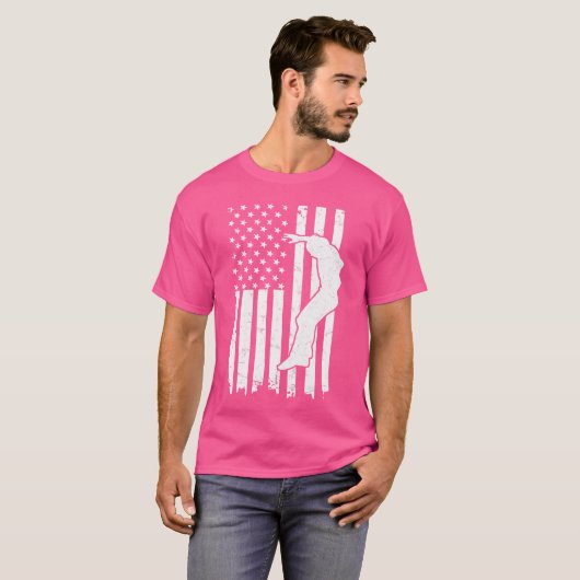 Us Flag Design For A Patriotic Parkour Expert Tシャツ (正面フル)