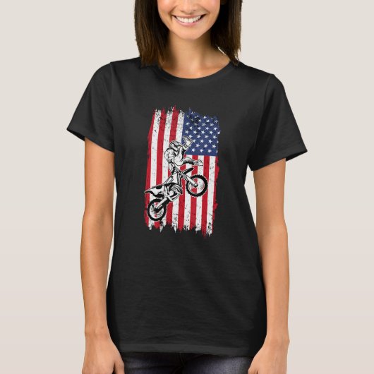US Flag Dirt Bike Fly Shirt  Motocross US Dirt Bik Tシャツ (正面)