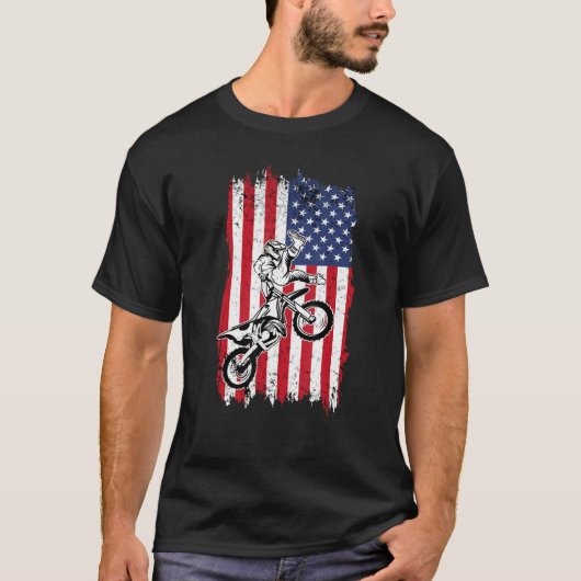 US Flag Dirt Bike Fly Shirt  Motocross US Dirt Bik Tシャツ (正面)