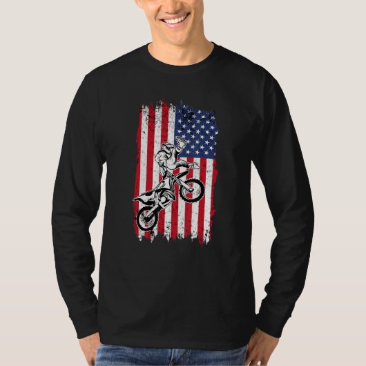 US Flag Dirt Bike Fly Shirt  Motocross US Dirt Bik Tシャツ (正面)