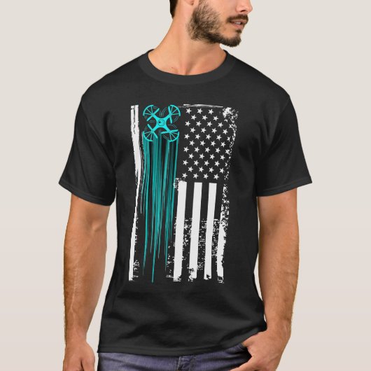 Us Flag Drone   Tシャツ (正面)