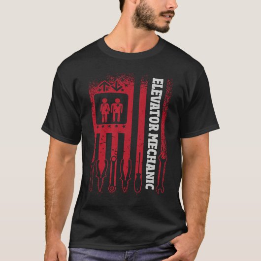 Us Flag Elevator Mechanic Tシャツ (正面)