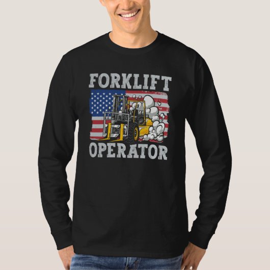 Us Flag Forklift Operator Tシャツ (正面)