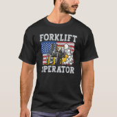 Us Flag Forklift Operator Tシャツ (正面)