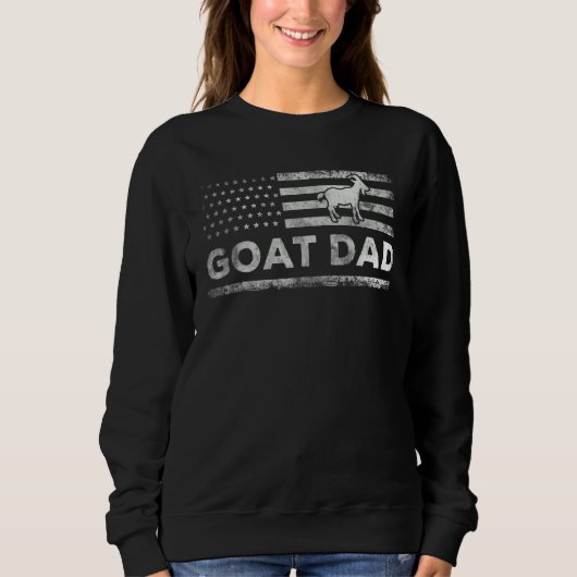 Us Flag Goat Dad apparel Farming tee for Dad Goat  スウェットシャツ (正面)