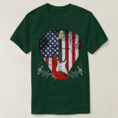 US Flag Guitar Pick Guitarist Lover Instrument Ele Tシャツ (デザイン正面)
