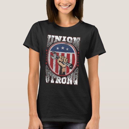 US Flag Happy Labor Day Union Strong Labor Day Cel Tシャツ (正面)
