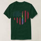 US Flag Heart Rainbow LGBTQ Queer Equality Pride M Tシャツ (デザイン正面)