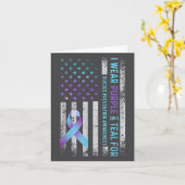 Us Flag I Wear Purple And Teal Suicide Prevention  カード (黄色い花)