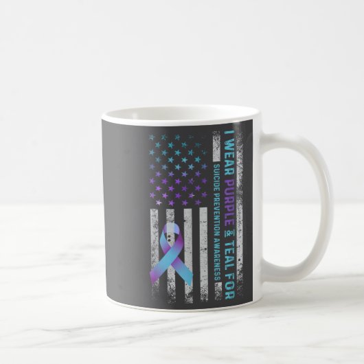 Us Flag I Wear Purple And Teal Suicide Prevention  コーヒーマグカップ (右)