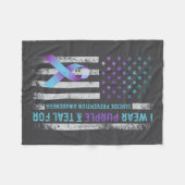 Us Flag I Wear Purple And Teal Suicide Prevention  フリースブランケット (正面(横))