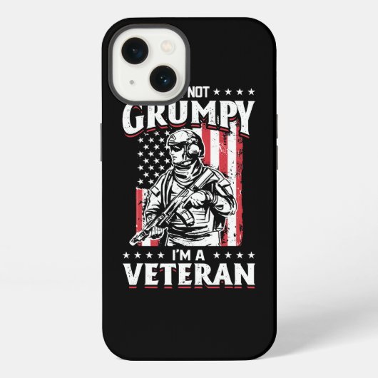 US Flag Im not Grumpy im a Veteran 115 iPhoneケース (裏面)