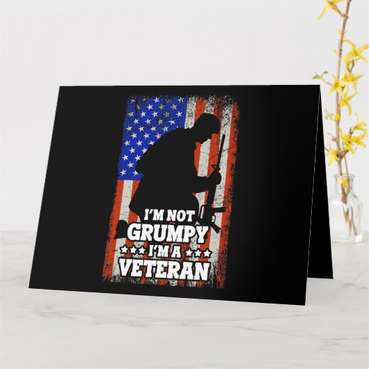 US Flag Im not Grumpy im a Veteran 116 カード (黄色い花)